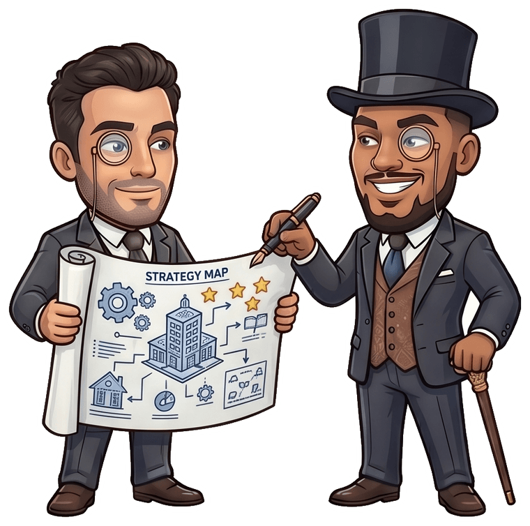 The two Elite Builders founders working through a growth strategy together.